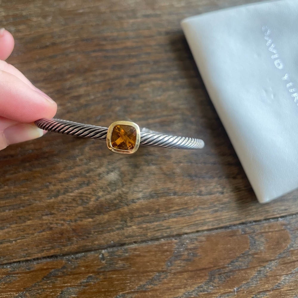 David Yurman Silver and Gold Bracelet with Citrine
